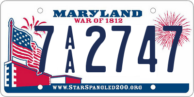 MD license plate 7AA2747