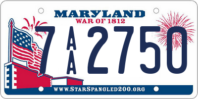 MD license plate 7AA2750
