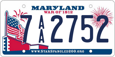 MD license plate 7AA2752