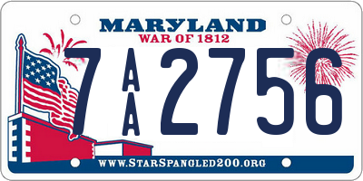 MD license plate 7AA2756