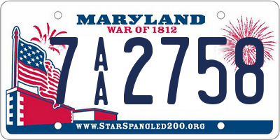 MD license plate 7AA2758