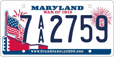 MD license plate 7AA2759