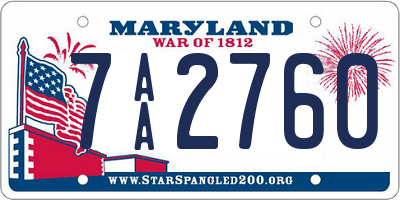 MD license plate 7AA2760