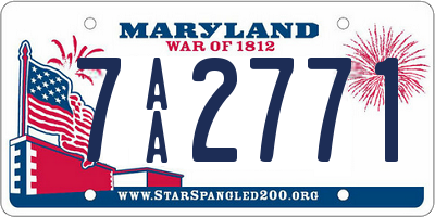 MD license plate 7AA2771