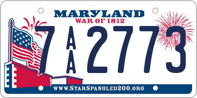 MD license plate 7AA2773