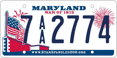 MD license plate 7AA2774