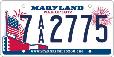 MD license plate 7AA2775