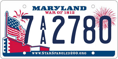 MD license plate 7AA2780