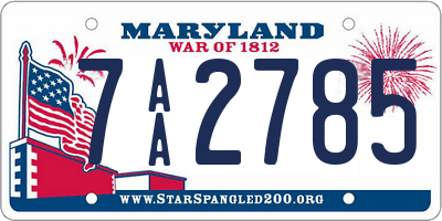 MD license plate 7AA2785