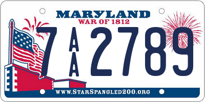 MD license plate 7AA2789