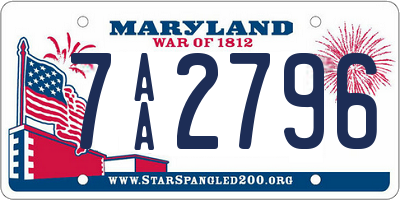 MD license plate 7AA2796