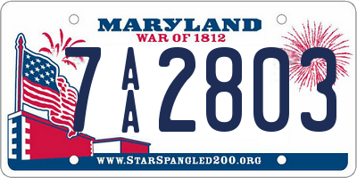MD license plate 7AA2803