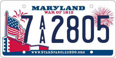 MD license plate 7AA2805