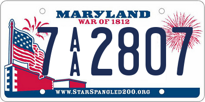 MD license plate 7AA2807