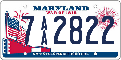 MD license plate 7AA2822
