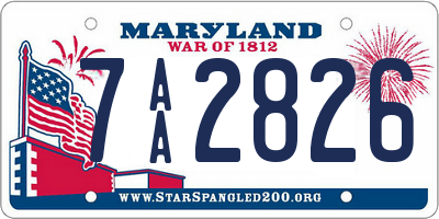 MD license plate 7AA2826