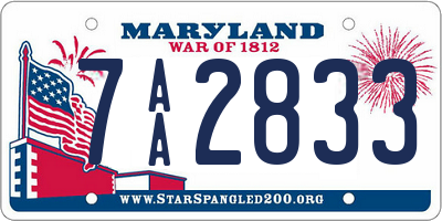 MD license plate 7AA2833