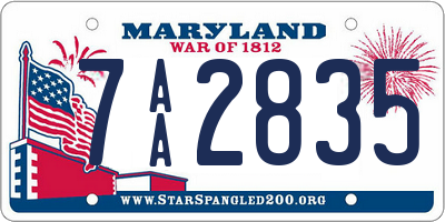 MD license plate 7AA2835