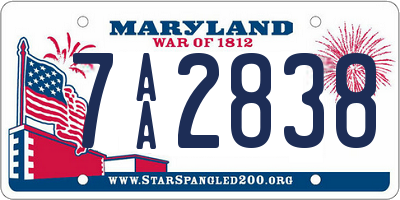 MD license plate 7AA2838