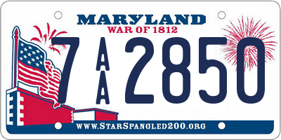 MD license plate 7AA2850