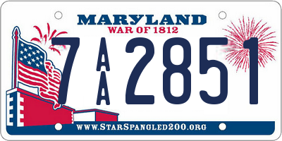 MD license plate 7AA2851