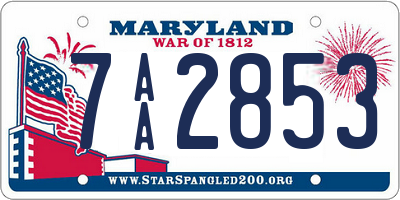 MD license plate 7AA2853