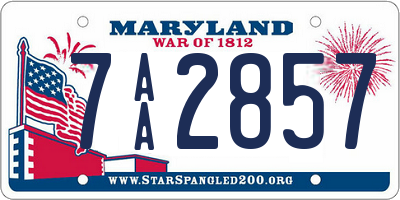 MD license plate 7AA2857