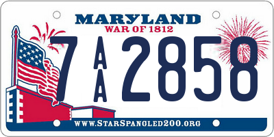 MD license plate 7AA2858