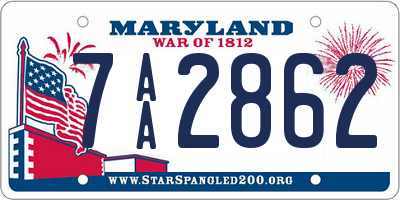 MD license plate 7AA2862
