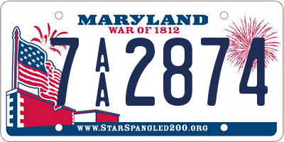 MD license plate 7AA2874