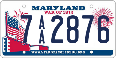 MD license plate 7AA2876