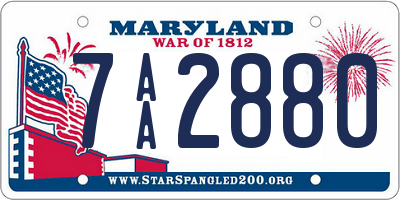 MD license plate 7AA2880