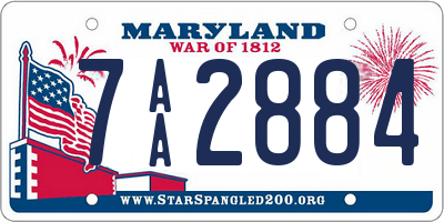 MD license plate 7AA2884