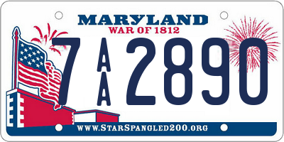 MD license plate 7AA2890