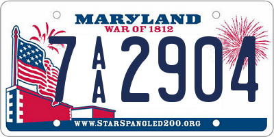 MD license plate 7AA2904
