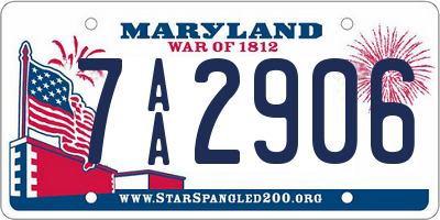 MD license plate 7AA2906