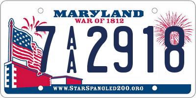 MD license plate 7AA2918