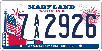 MD license plate 7AA2926