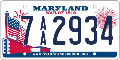 MD license plate 7AA2934
