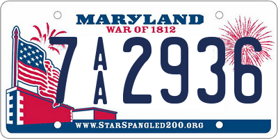 MD license plate 7AA2936