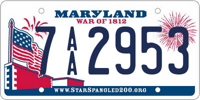 MD license plate 7AA2953