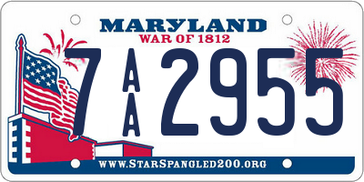 MD license plate 7AA2955