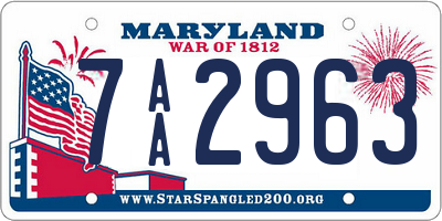 MD license plate 7AA2963