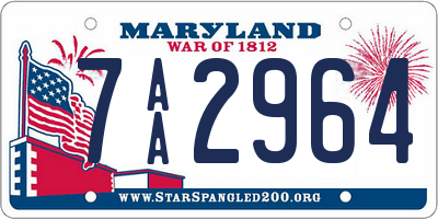 MD license plate 7AA2964