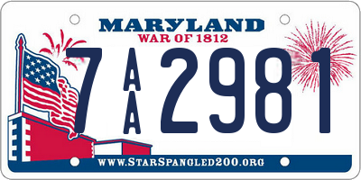 MD license plate 7AA2981