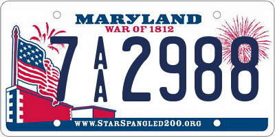 MD license plate 7AA2988