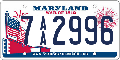 MD license plate 7AA2996