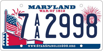MD license plate 7AA2998