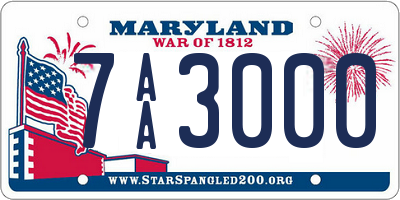 MD license plate 7AA3000