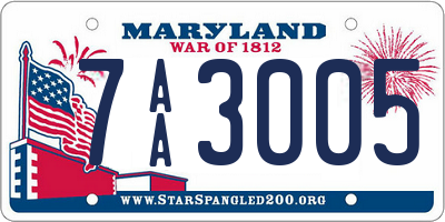 MD license plate 7AA3005